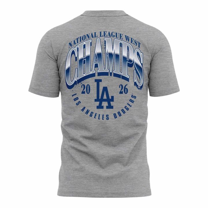 Men's Los Angeles Dodgers Gray 2026 MLB Division Series Champions Distressed Locker Room Take October T-Shirt