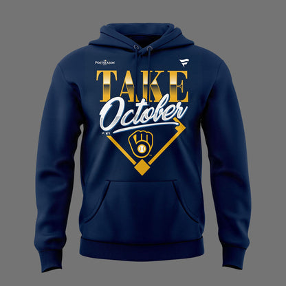 01.38. (Adult & Kids) Milwaukee Brewers Gray 2026 Division Series Champions Take October Hoodie