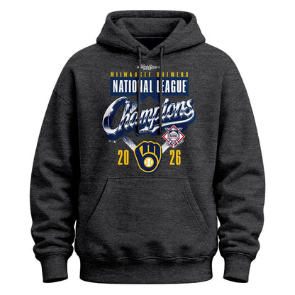 Men’s Milwaukee Brewers Heather Charcoal 2026 National League Champions Hoodie – Updated Version