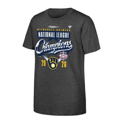 01.Milwaukee Brewers Fanatics 2026 National League Champions T-Shirt - Heather Charcoal