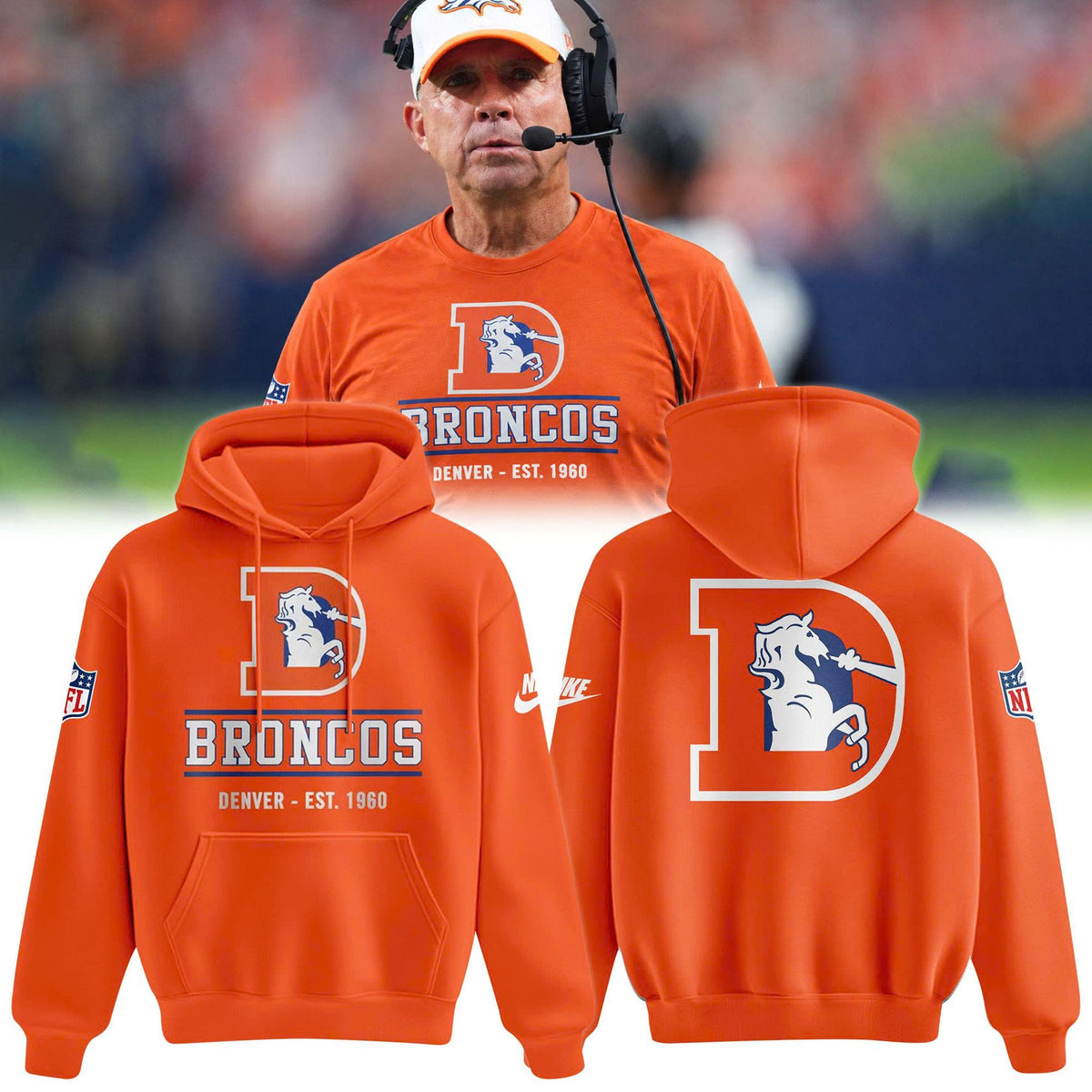 Unisex Orange Denver Broncos 2026 Throwback hoodie