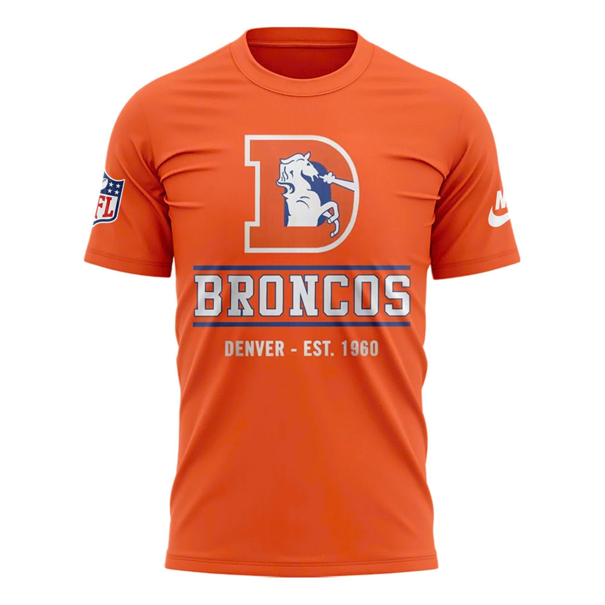 Unisex Orange Denver Broncos 2026 Throwback T-shirt