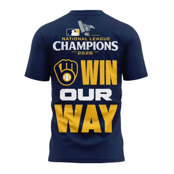 VIP.Milwaukee Brewers Fanatics 2026 National League Champions T-Shirt