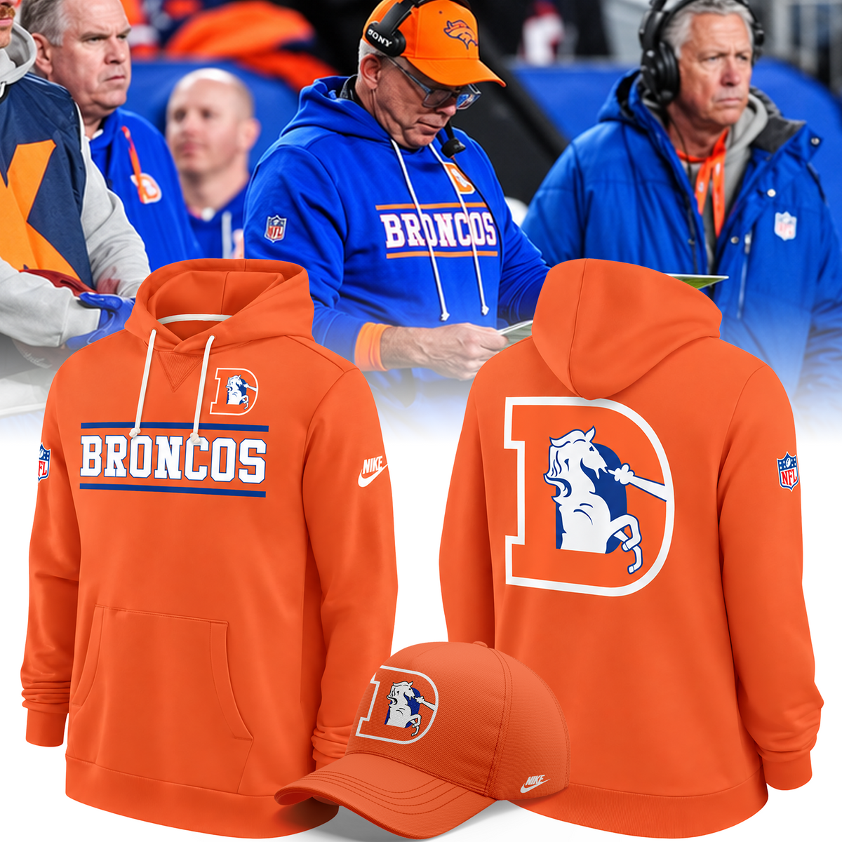 Exclusive Version Denver Broncos Throwback Orange Hoodie