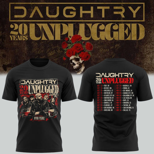 Daughtry 20 Years Unplugged Tour 2026 Rock Music Concert Black T-Shirt