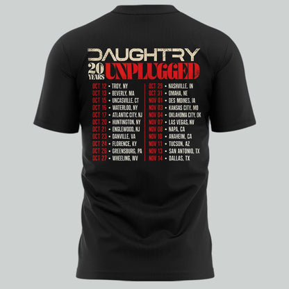 Daughtry 20 Years Unplugged Tour 2026 Rock Music Concert Black T-Shirt