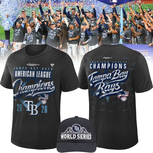 Tampa Bay Rays Fanatics 2026 American League Champions Locker Room T-Shirt - Heather Charcoal
