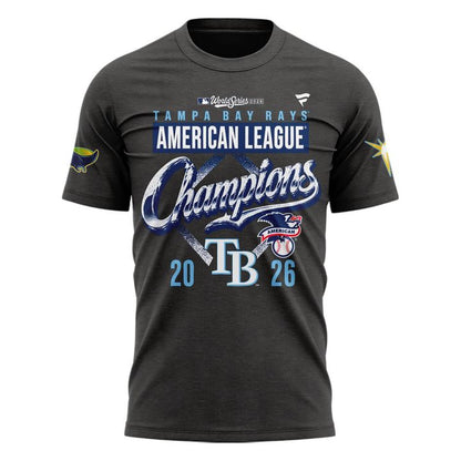 (Adult & Kids) Tampa Bay Rays 2026 American League Champions T-Shirt - Three Titles Locker Room Tee