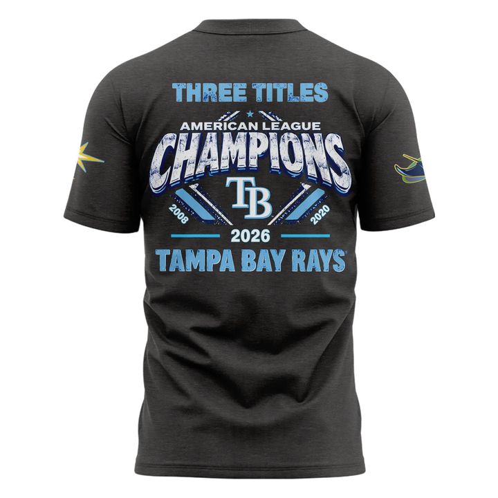 (Adult & Kids) Tampa Bay Rays 2026 American League Champions T-Shirt - Three Titles Locker Room Tee