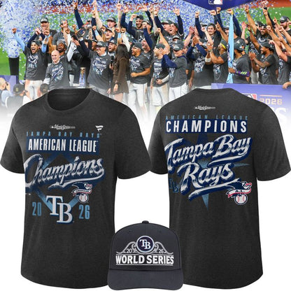 Tampa Bay Rays Fanatics 2026 American League Champions Locker Room T-Shirt - Heather Charcoal