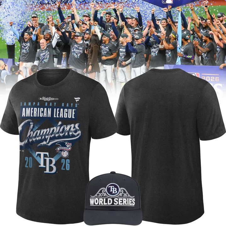 1. Tampa Bay Rays Fanatics 2026 American League Champions Locker Room T-Shirt - Heather Charcoal