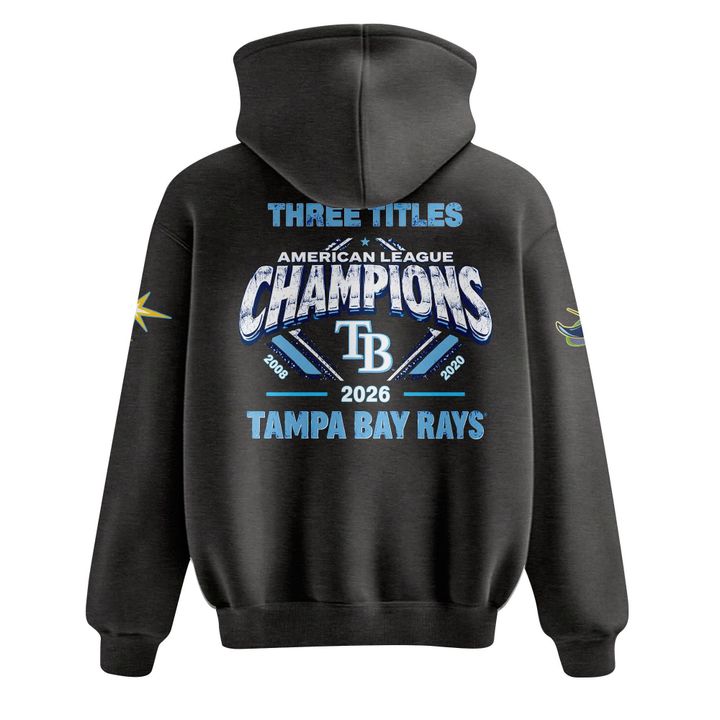 (Adult & Kids) Tampa Bay Rays 2026 American League Champions Hoodie - Three Titles Pullover