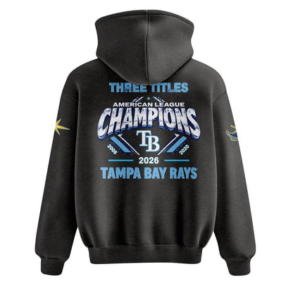 (Adult & Kids) Tampa Bay Rays 2026 American League Champions Hoodie - Three Titles Pullover