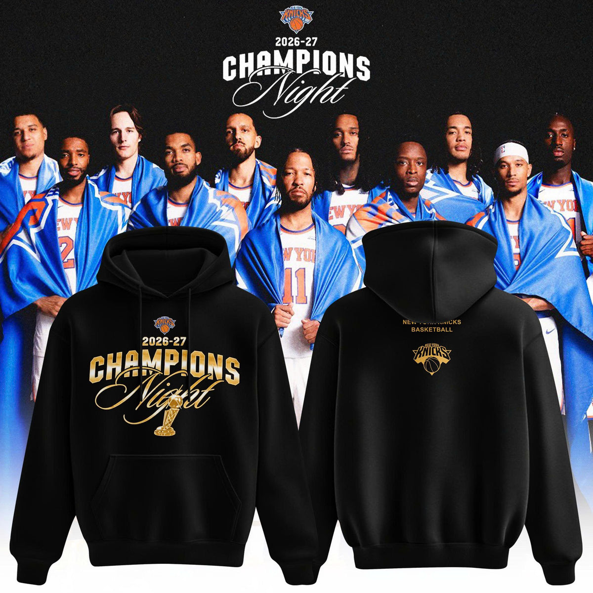 Unisex Black New York Knicks 2026 Champions Night Hoodie