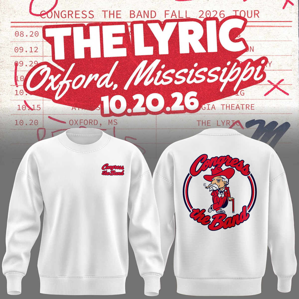 Limited Edition Ole Miss x Congress The Band White Sweat 2026