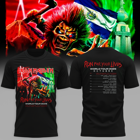 Iron Maiden Run For Your Lives World Tour 2026 - El Salvador Event Tshirt