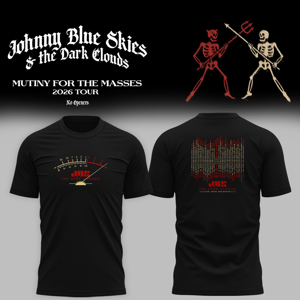 Johnny Blue Dark Clouds - Mutiny for the Masses 2026 Tour T-Shirt