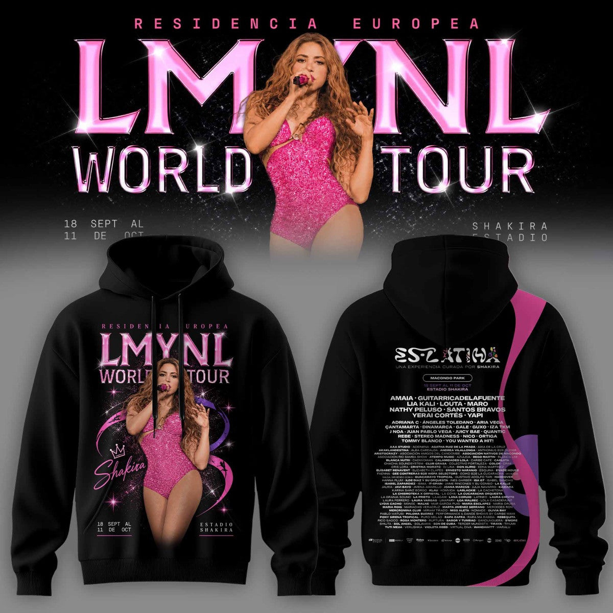 SHKR Residencia Europea World Tour Premium Graphic Hoodie 3D AOP V1