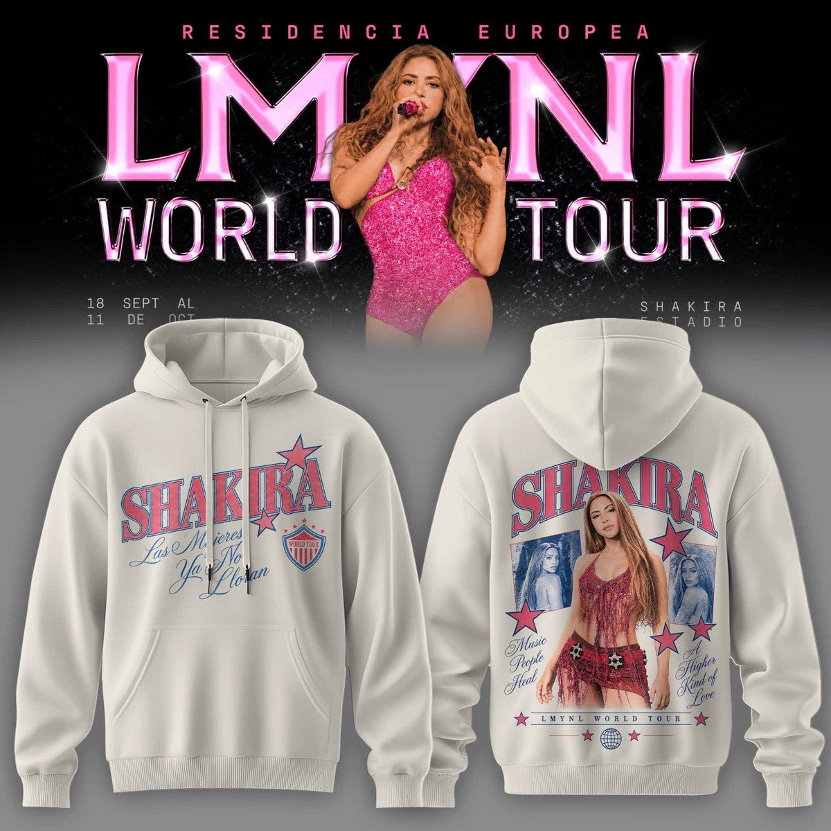 SHKR Residencia Europea World Tour Premium Graphic Hoodie 3D AOP V2