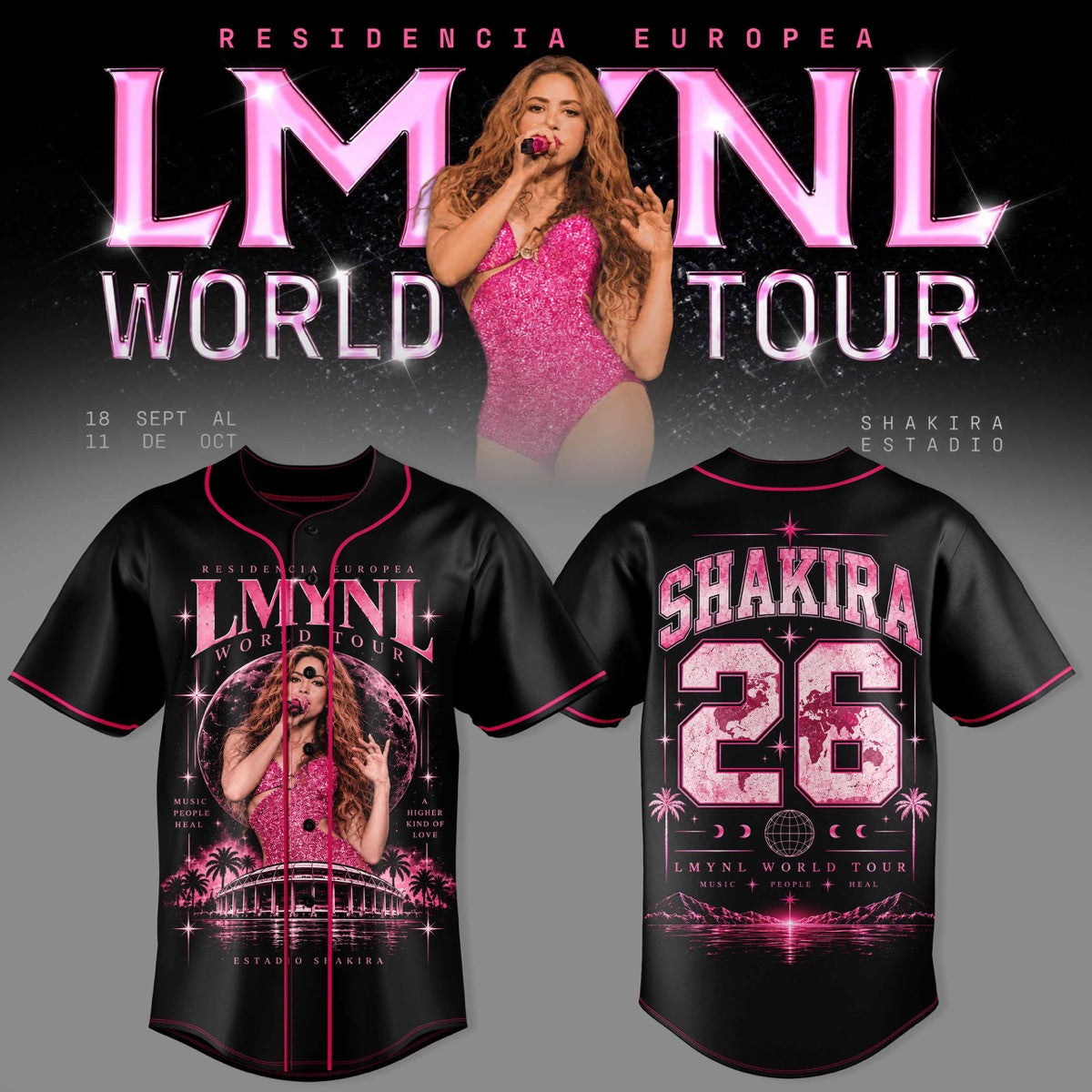 SHKR Residencia Europea World Tour Graphic Baseball Jersey 3D AOP V3