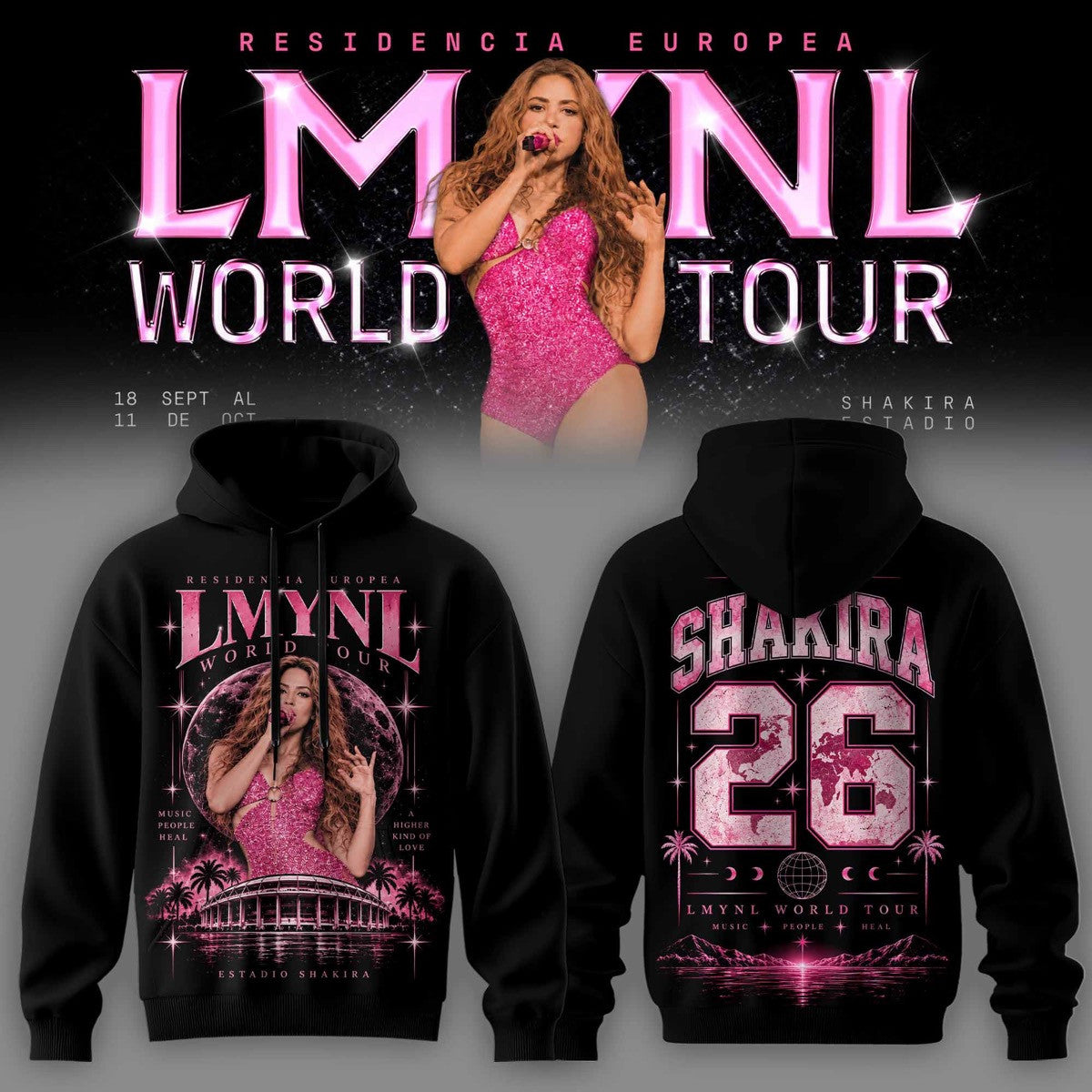 SHKR Residencia Europea World Tour Premium Graphic Hoodie 3D AOP V3