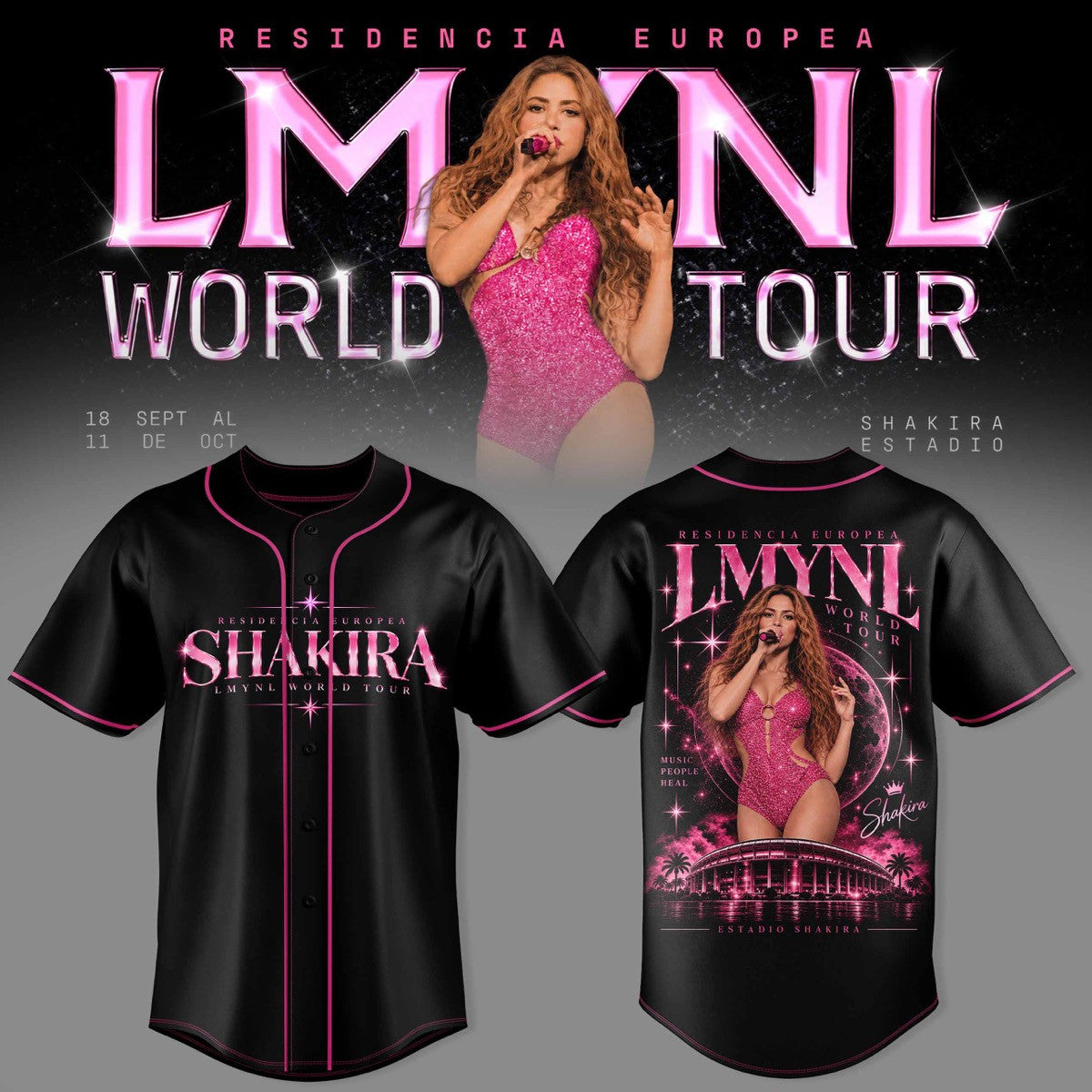 SHKR Residencia Europea World Tour Graphic Baseball Jersey 3D AOP V4