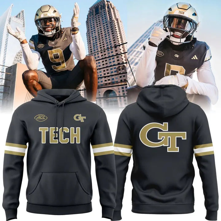 Special 2025 Grey Steel Uniform Georgia Tech Football Hoodie