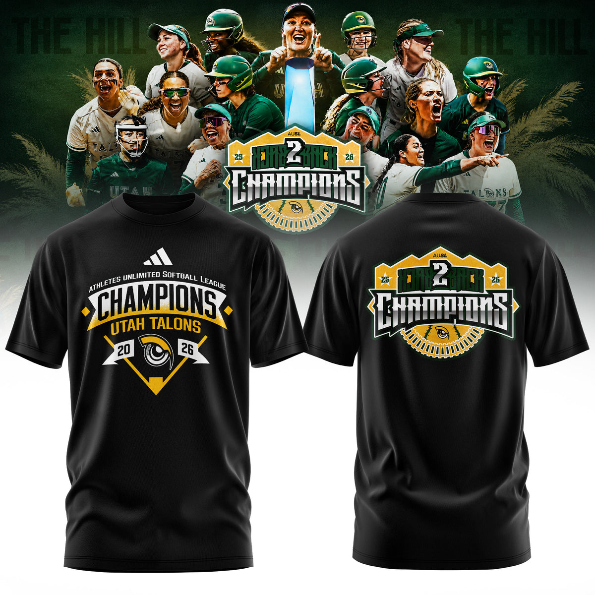 Utah Talons AUSL 2026 Champions Premium 3D All-Over Print T-Shirt – Midnight Black