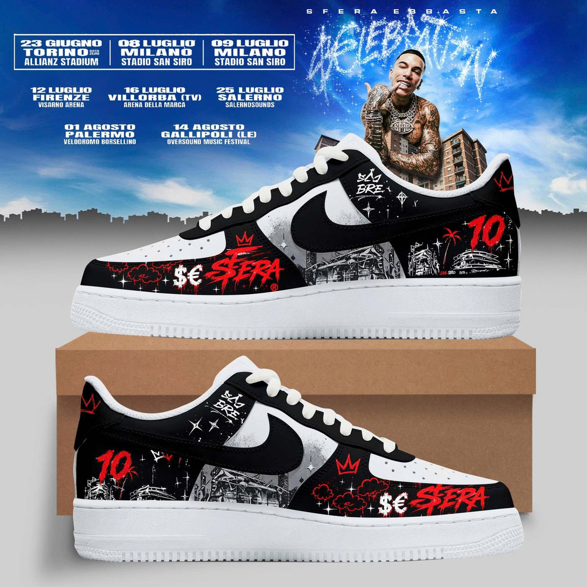 _”$€LEBRAT10N” – Sfera Ebbasta Summer Tour 2026 Limited Shoes