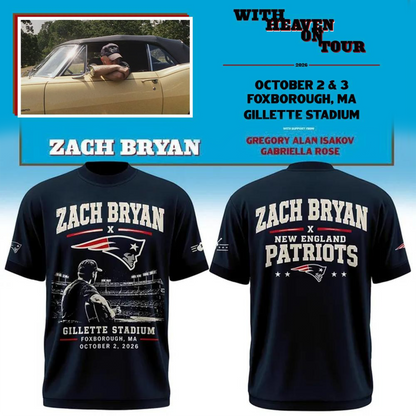 Zach Bryan x New England Patriots Concert Black T-Shirt